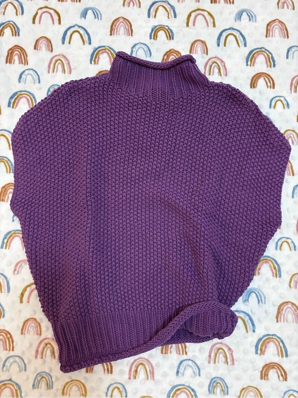 She + Sky Purple Knit Mock Turtleneck Size Medium Like New